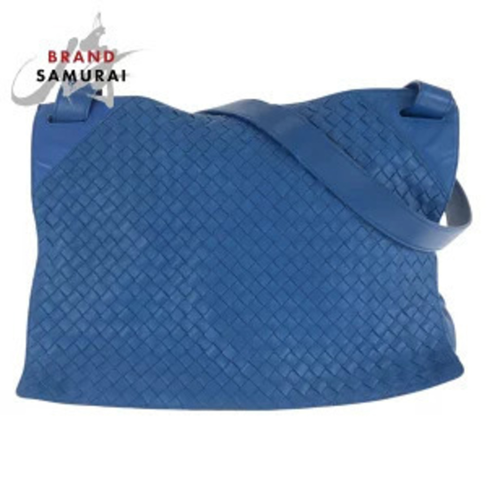 Bottega Veneta Intrecciato blue leather shoulder bag messenger